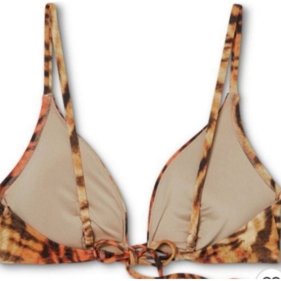 Shade & Shore Tiger Print Triangle Bikini Top Bathing Swim 34D 34DD 36C 36D - Picture 4 of 13